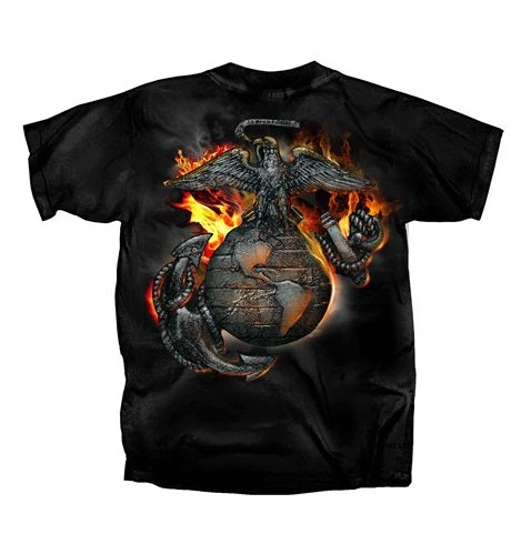 Marine EGA w Flames T-Shirt