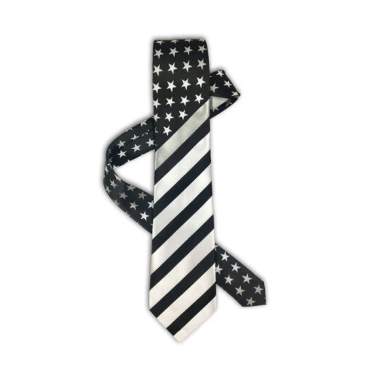 Thin Silver Line American Flag Tie