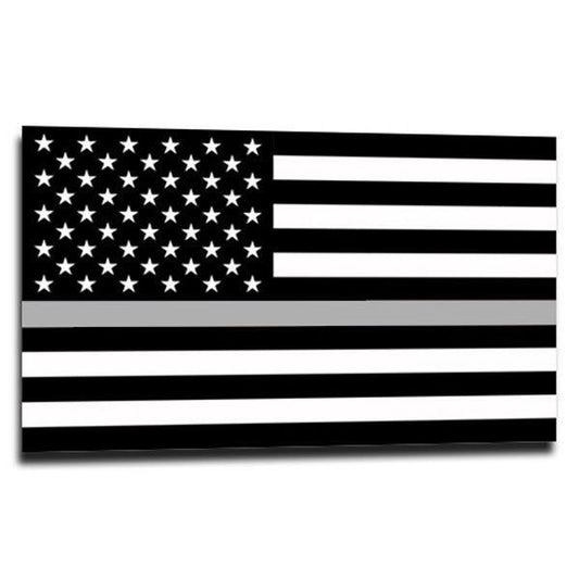 Thin Silver Line Flag Decal