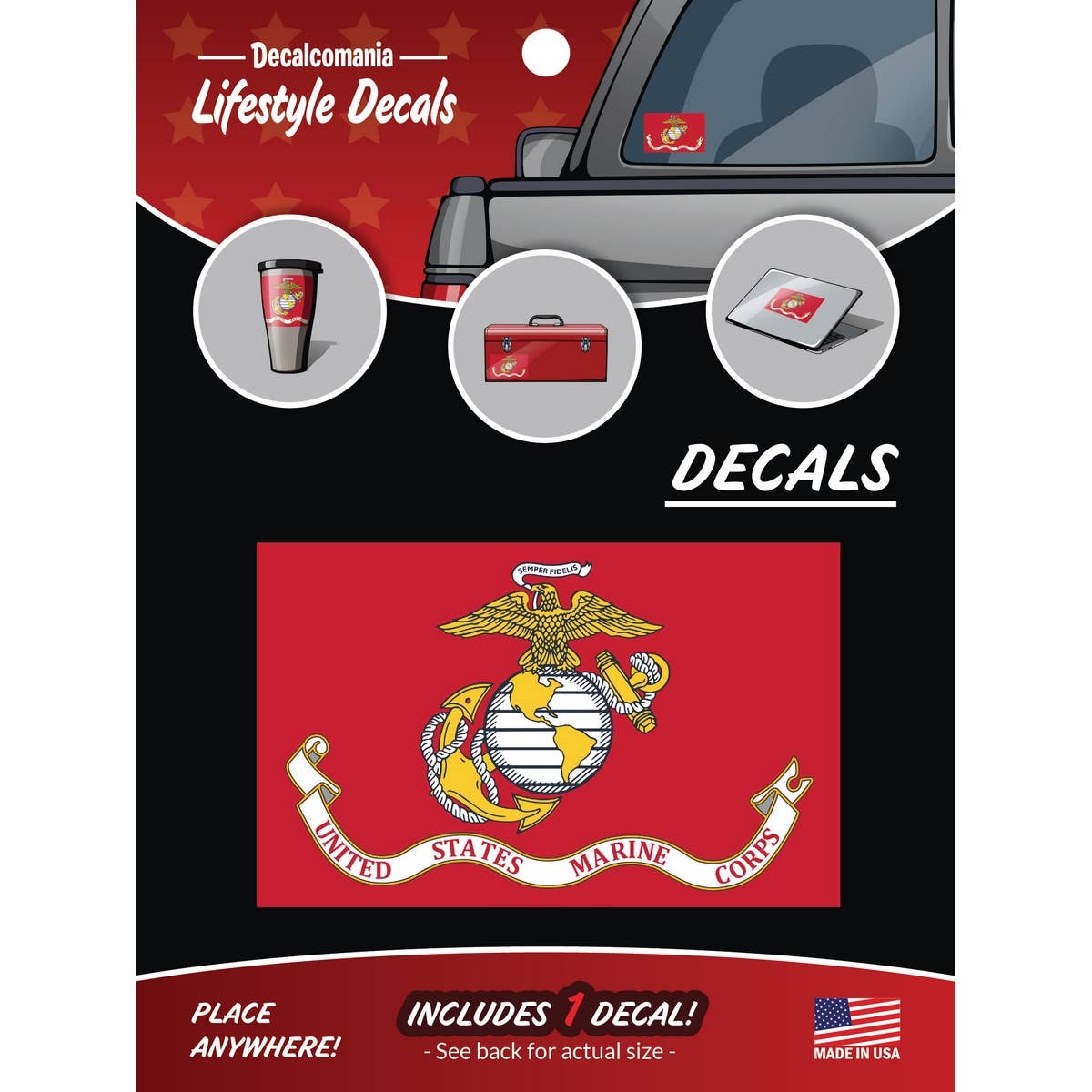 Marine Corps Licensed USMC Flag Military Car Sticker Decal