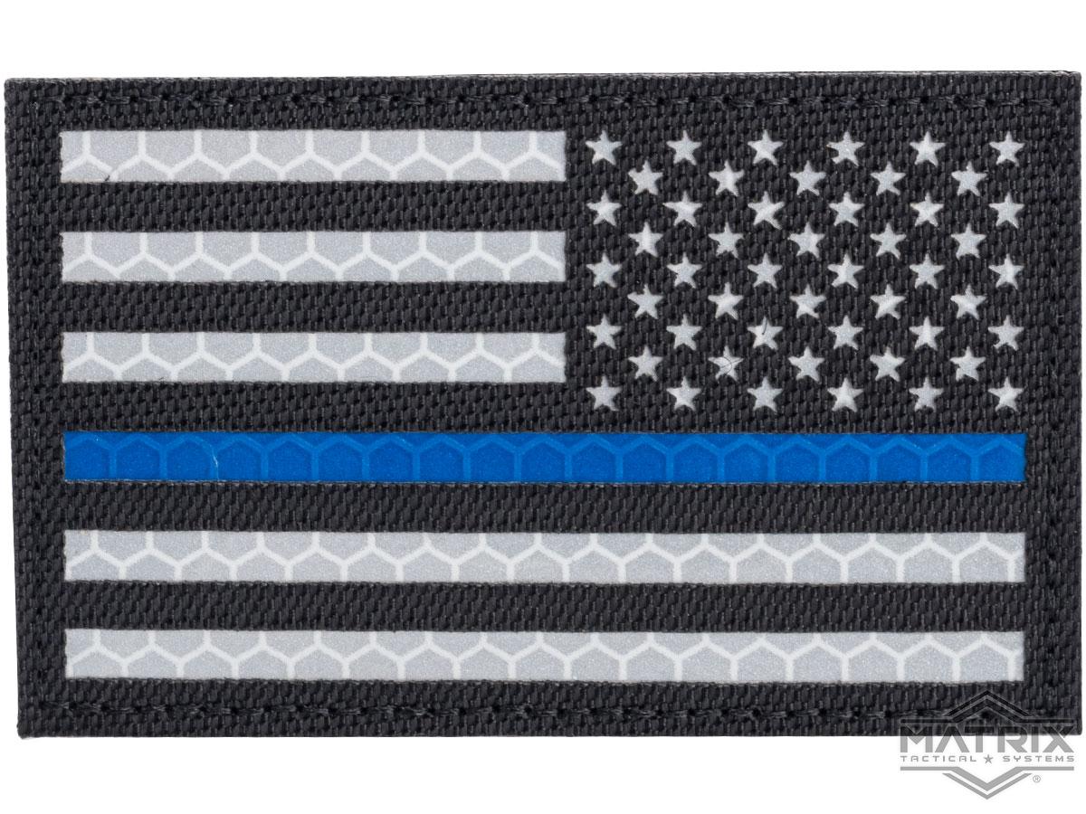 U.S. Flag Patch w/Thin Blue Line, Reflective/Velcro