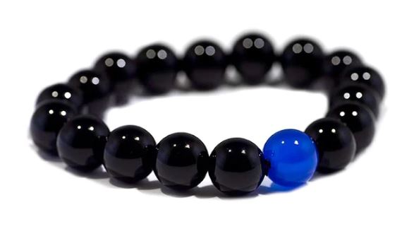 Thin Blue Line Bead Bracelet