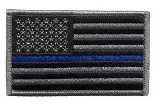 USA Flag Velcro Patch Grey Blue Line