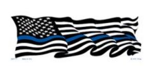 Blue Line Wavy Flag Sticker