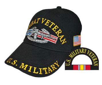 Combat Veteran Hat w/US Flag CIB