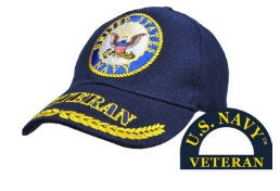 Navy Crest Veteran Wreath Blue Cap