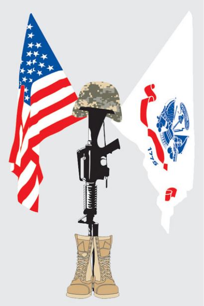 Fallen Soldier US & Army Flag Decal