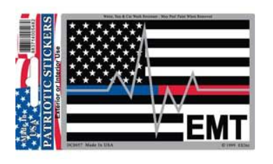 EMT Blue / Red Line Heartbeat Sticker
