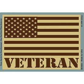 US Flag Veteran Decal - Tan