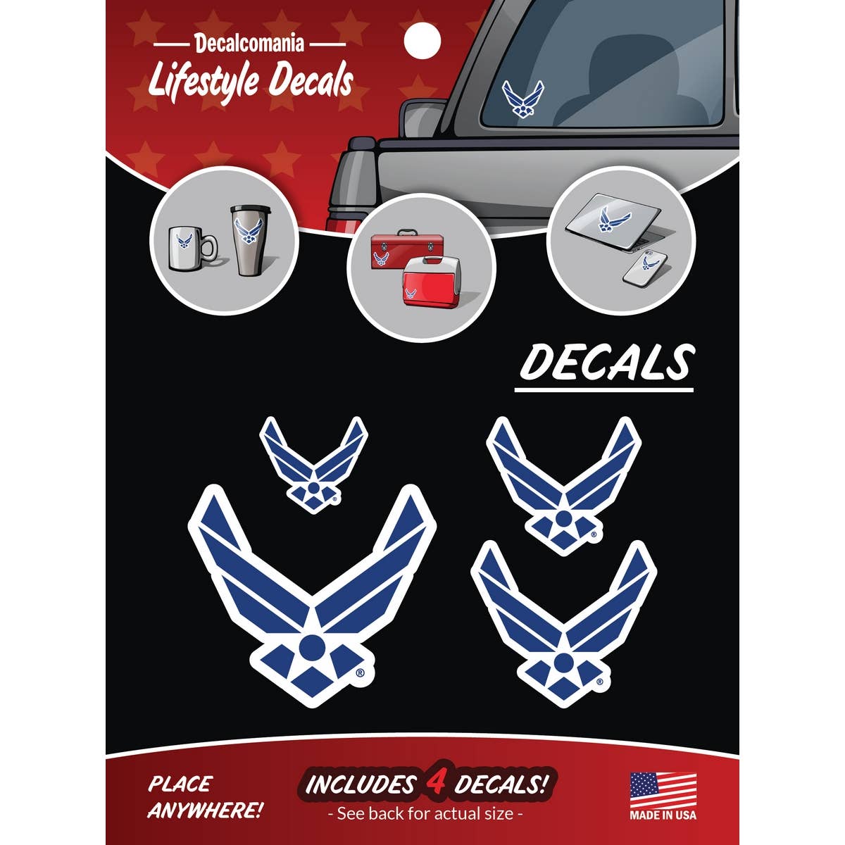 U.S. Air Force Licensed Logos 4 Pc Military Car Sticker Decal