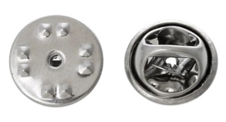 Metal Pin Back Backings - Squeeze Clutch