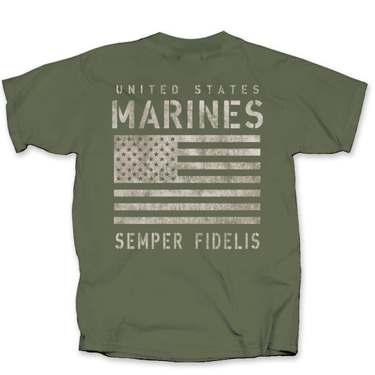 US Marine Flag Semper Fidelis OD T-Shirt