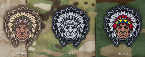 Native American Warrior Head PVC Patch