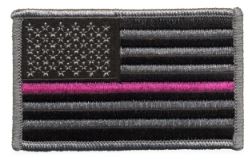 U.S. Flag Patch Grey w Pink Line