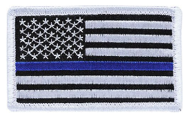 Thin Blue Line US Flag Patch White Border w Velcro