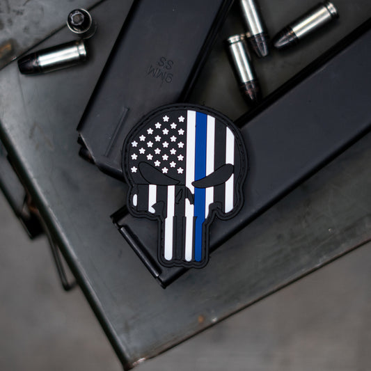 Thin Blue Line PSkull PVC Patch