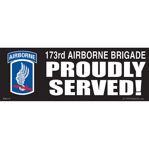 173rd Airborne Proudly Served Bumper Sticker